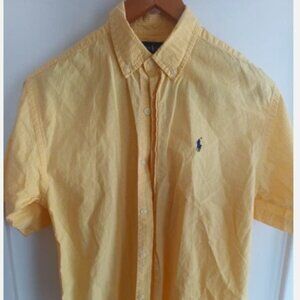Polo Ralph Lauren Shirt Boys Large Short Sleeve Button Up Pony Classic Yellow